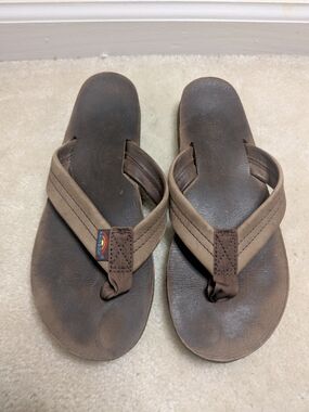🔴5/$25 Brown Leather Rainbow Flip Flop Sandals